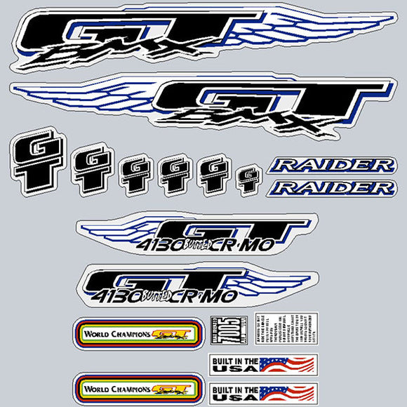 1997 GT BMX - Raider for Silver frame - decal set