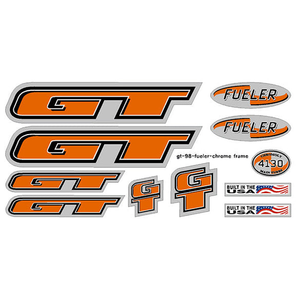 1998 GT BMX - Fueler for chrome frame - decal set