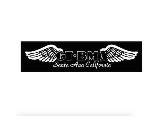 GT BMX Santa Ana handle bar decal - white on black