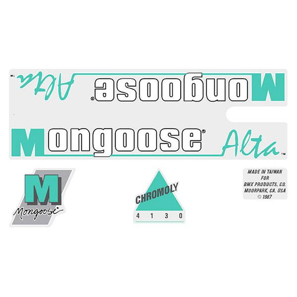 1987 Mongoose - Alta aqua Decal set