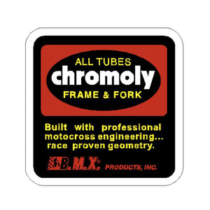 "ALL TUBES chromoly" mongoose top tube decal - Pro Class / Rupe