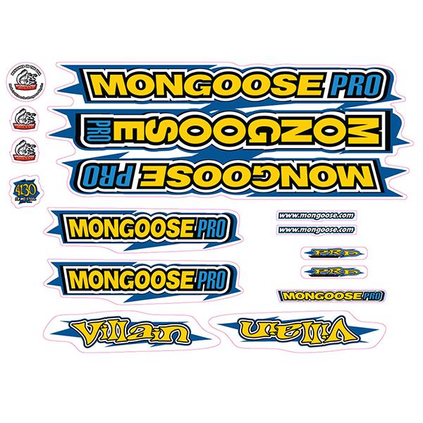 2000 Mongoose - Villain Blue Yellow - Decal set | BMX Products USA