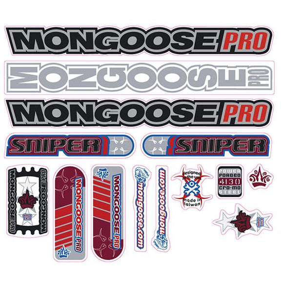 2001 Mongoose - Sniper Silver Red - Decal set