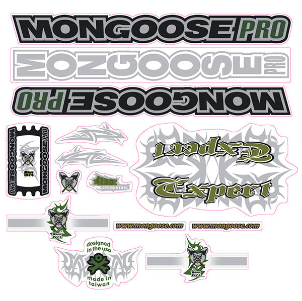 2001 Mongoose Expert Decal set BMX Products USA