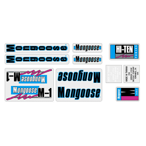 1989 Mongoose - M1 for White, Red or Chrome frame Decal set