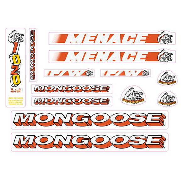 1994 Mongoose - Menace - Yellow & Orange Decal set