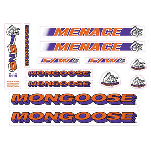 1994 Mongoose - Menace - Purple & Orange Decal set
