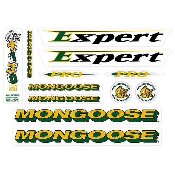 1995 Mongoose - Expert Pro - Yellow Green Decal set