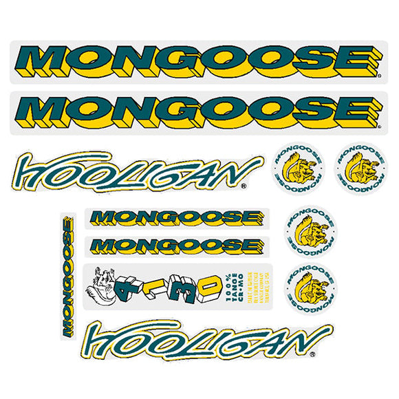 1995 Mongoose - Hooligan for chrome frame Decal set