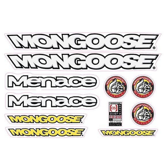 1996 Mongoose - Menace for yellow frame Decal set