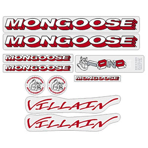 1996 Mongoose - Villain for black/red frame Decal set