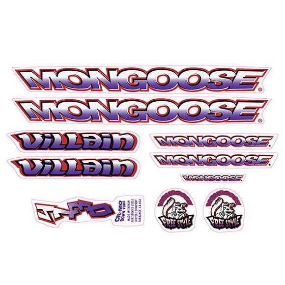 1997 Mongoose - Villain Purple Red - Decal set