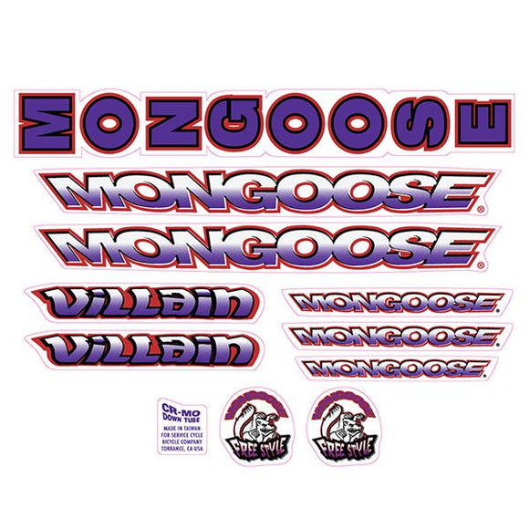 1998 Mongoose - Villain for Chrome frame - Decal set