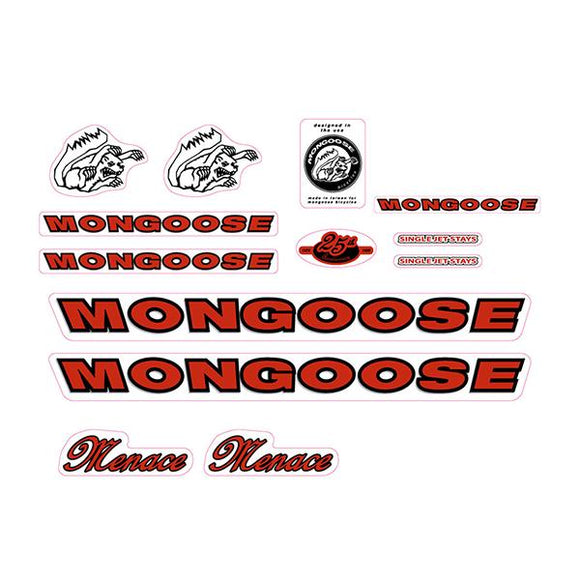 1999 Mongoose - Menace -  Red Black - Decal set