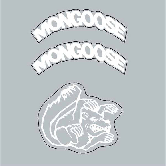 Mongoose - Mid school Stem cap and threadless cap decals WHITE decal