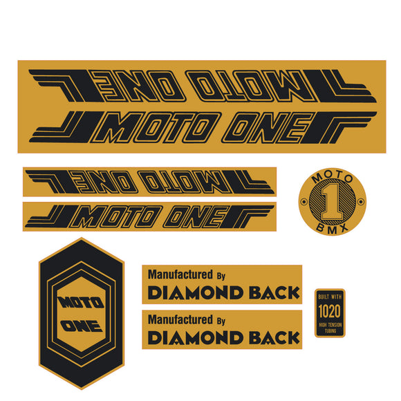 Diamond Back - Moto ONE gold/black decal set