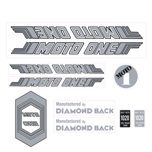Diamond Back - Moto ONE silver decal set