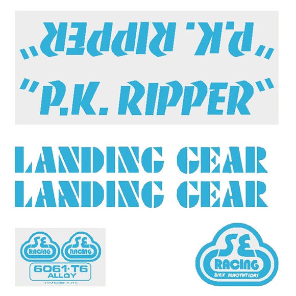 SE Racing - P.K. Ripper Decal set - baby blue on clear