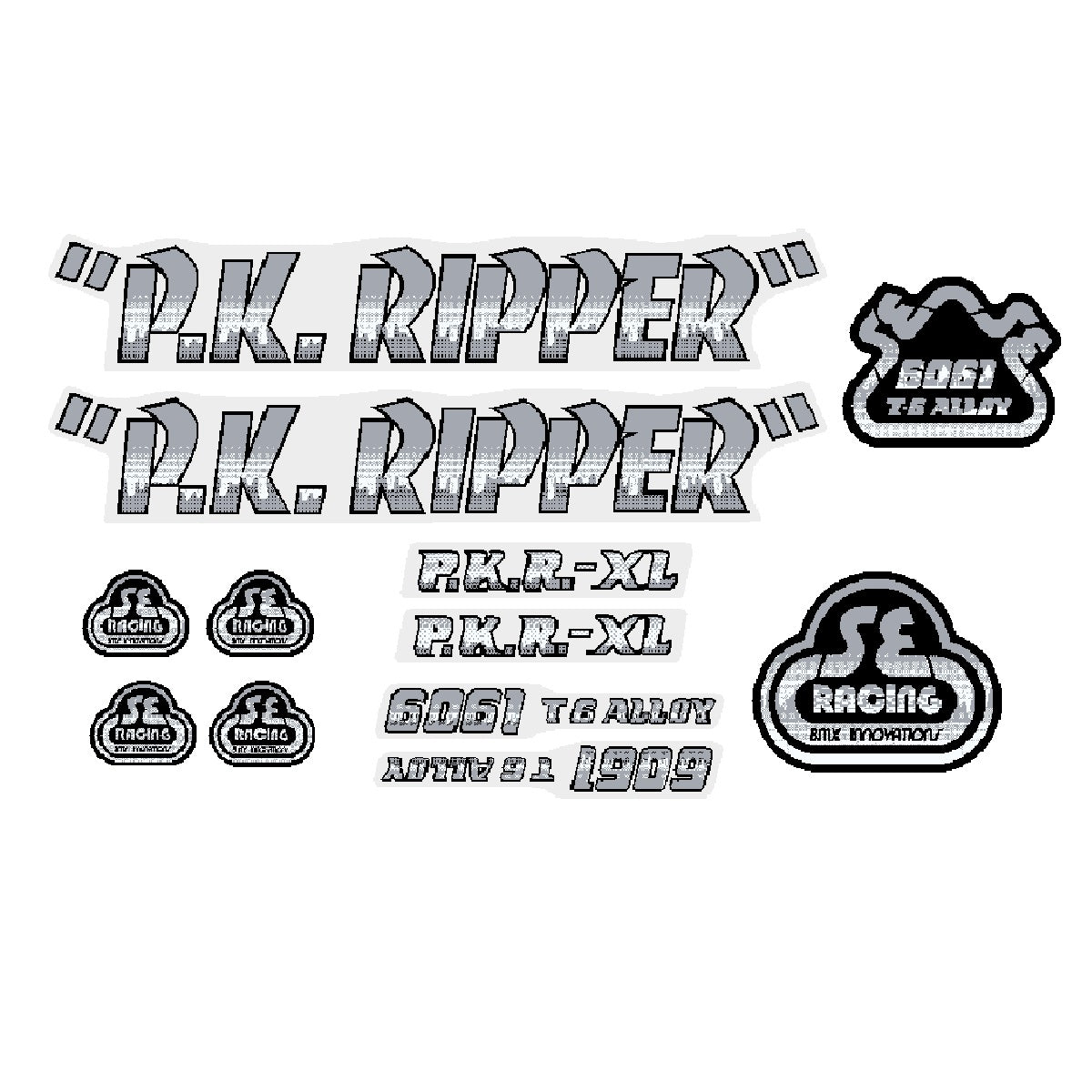 SE Racing - P.K. Ripper Decal set - Drippy Font - Black/Silver | BMX ...