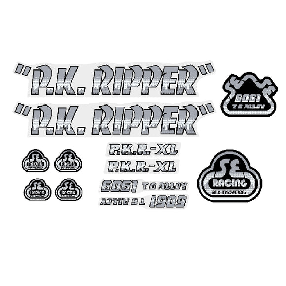 SE Racing - P.K. Ripper Decal set - Drippy Font - Black/Silver