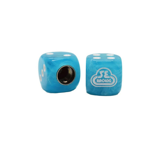 SE Racing Dice Tire Valve Caps (Pair) - Borealis Blue