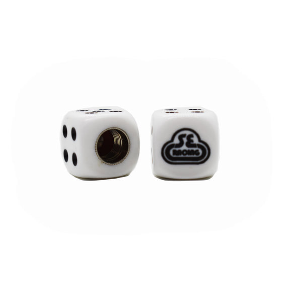 SE Racing Dice Tire Valve Caps (Pair) - White