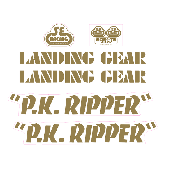 SE BIKES - P.K. Ripper Decal set - gold on clear - OVERSIZED