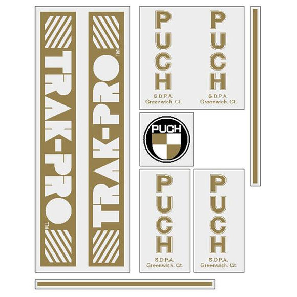 Puch - Trak-Pro - gold on clear decal set