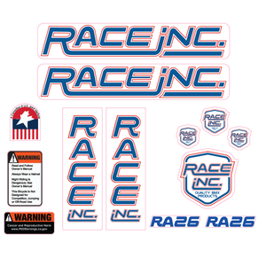 Race Inc RA26 decal set - new school - on clear