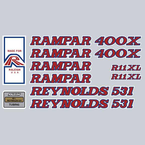 Rampar - R11XL - 400X Reynolds 531 - red on white decal set