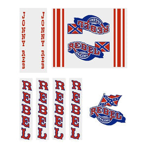 Rebel Racing - Gen 1 Johnny Reb On Clear Decal Set Old School Bmx Decal-Set