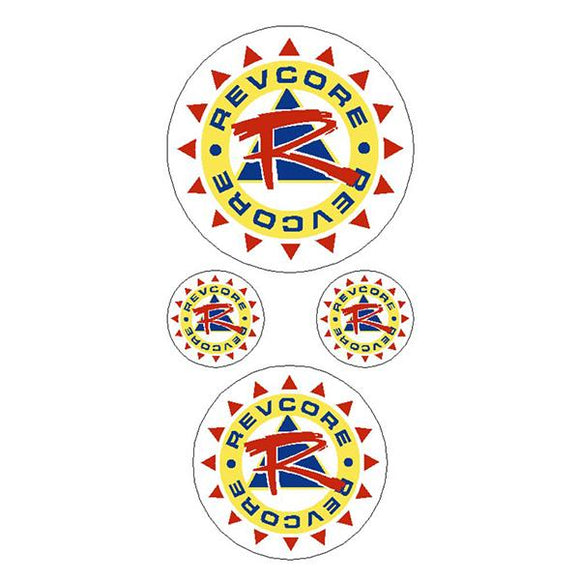 REVCORE - Blue red yellow on WHITE - round decal pack