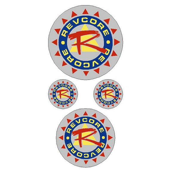 REVCORE - Yellow red blue on CHROME - round decal pack