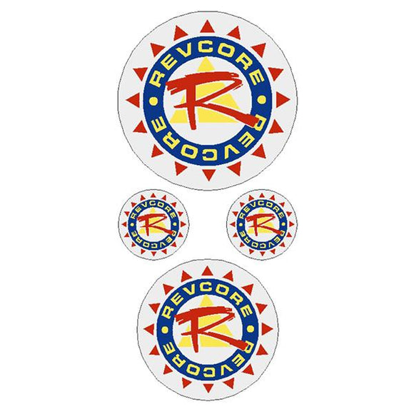 REVCORE - Yellow red blue on CLEAR - round decal pack