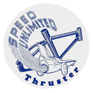 Thruster - Speed Unlimited Round Decal Blue On Clear Old School Bmx