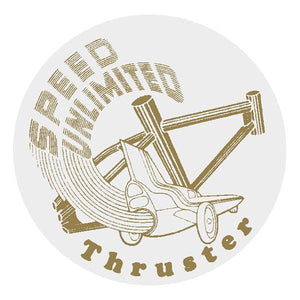 Thruster - Speed Unlimited Round Decal Gold On Clear Old School Bmx