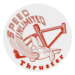Thruster - Speed Unlimited Round Decal Red On Clear Old School Bmx