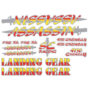 SE Racing - Assassin red and yellow with silver sword decal set
