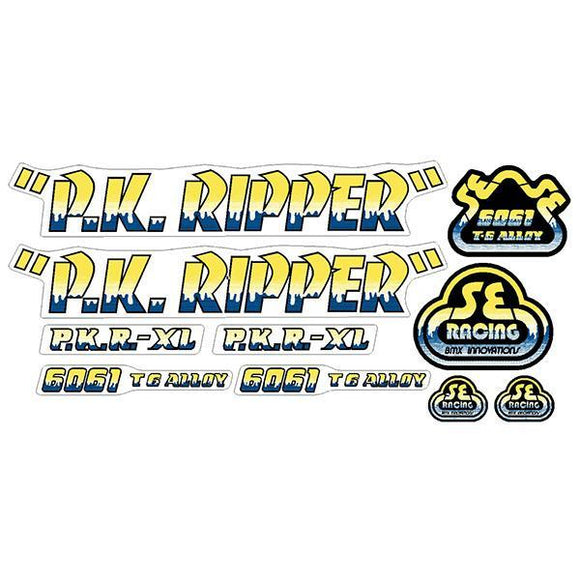 SE Racing - P.K. Ripper Decal set - Drippy Font - Yellow/Blue