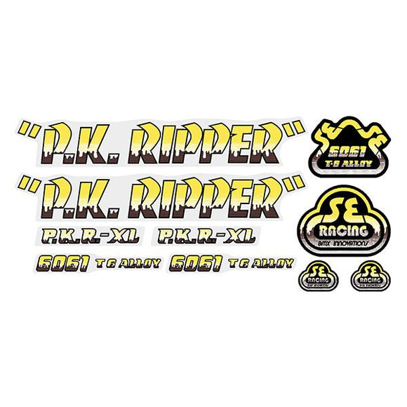 SE Racing - P.K. Ripper Decal set - Drippy Font - Yellow/Brown