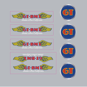 GT BMX Santa Ana decal set white font on clear BMX Products USA