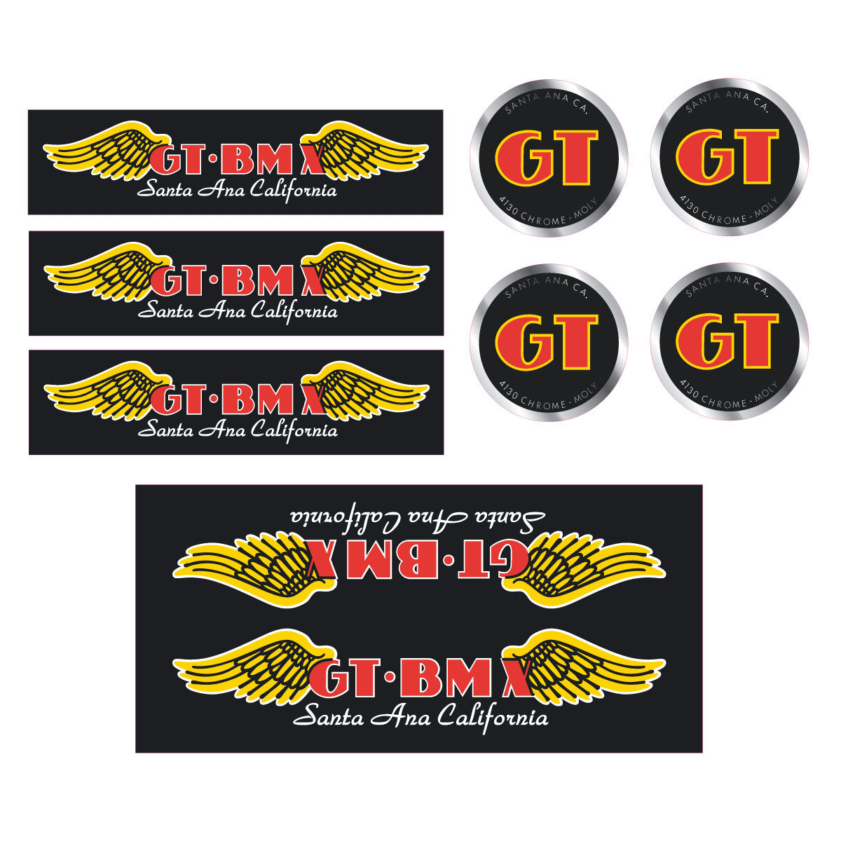 GT BMX Santa Ana decal set - black - LARGE DOWNTUBE | BMX Products USA