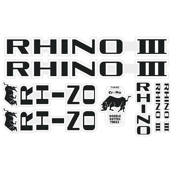 Tange Rhino III - Black with white outline decal set | BMX