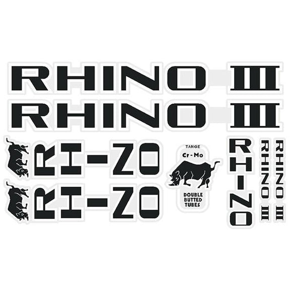 Tange Rhino Iii - Black With White Outline Decal Set Old School Bmx Decal-Set