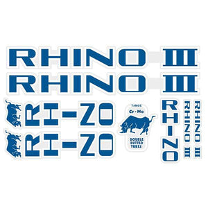 Tange Rhino Iii - Blue With White Outline Decal Set Old School Bmx Decal-Set