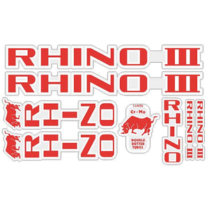 Tange Rhino III - Red with White outline decal set