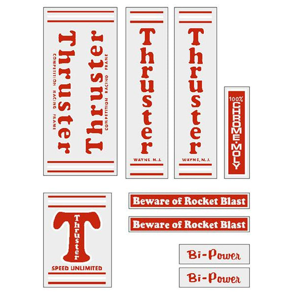 Thruster - BI POWER RED T on CLEAR decal set