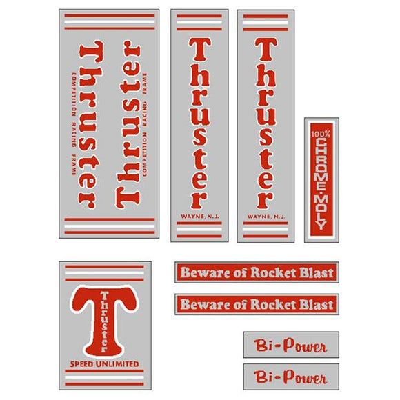 Thruster - BI POWER RED T on chrome decal set