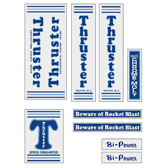 Thruster - BI POWER BLUE T on CLEAR decal set