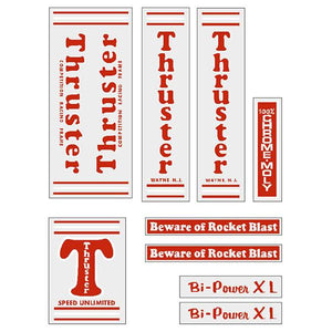 Thruster - BI POWER XL RED T on CLEAR decal set